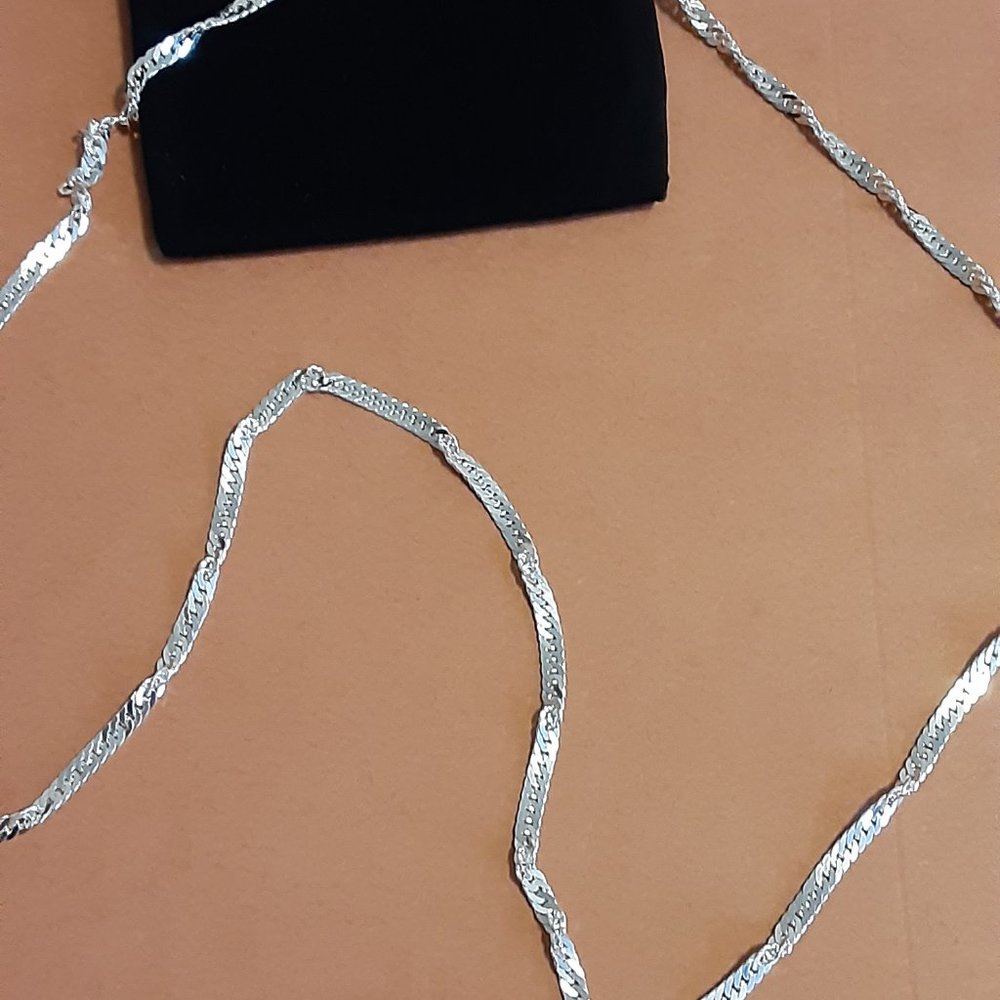 UltraFine 950 Silver 24" Singapore Necklace, 7.6g